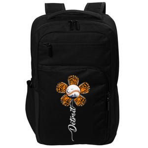 Detroit Colorful Baseball Flower Souvenir I Love Detroit Impact Tech Backpack