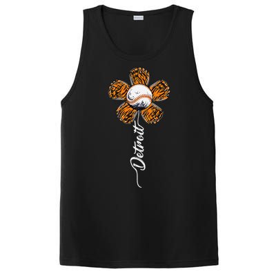 Detroit Colorful Baseball Flower Souvenir I Love Detroit PosiCharge Competitor Tank