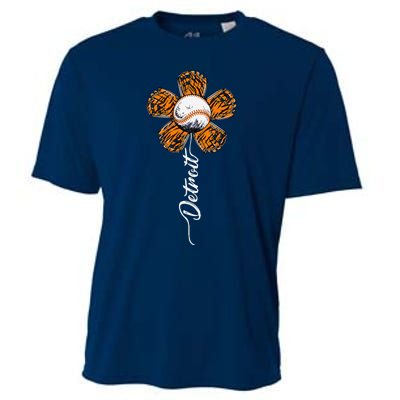 Detroit Colorful Baseball Flower Souvenir I Love Detroit Cooling Performance Crew T-Shirt