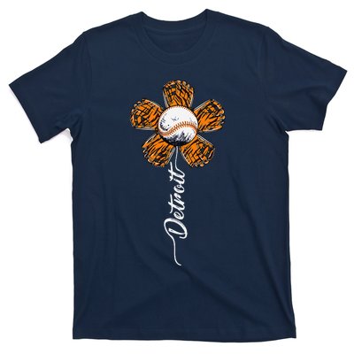 Detroit Colorful Baseball Flower Souvenir I Love Detroit T-Shirt