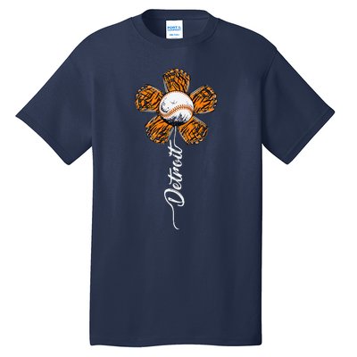 Detroit Colorful Baseball Flower Souvenir I Love Detroit Tall T-Shirt