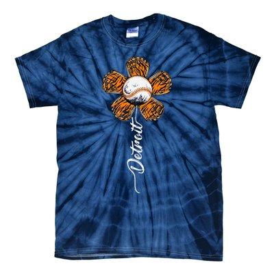 Detroit Colorful Baseball Flower Souvenir I Love Detroit Tie-Dye T-Shirt