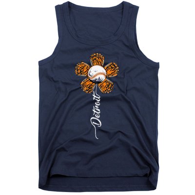 Detroit Colorful Baseball Flower Souvenir I Love Detroit Tank Top