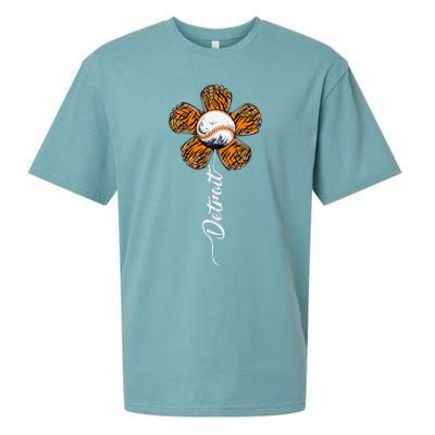 Detroit Colorful Baseball Flower Souvenir I Love Detroit Sueded Cloud Jersey T-Shirt