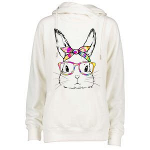 Dy Cute Bunny Face Tie Dye Glasses Easter Day Womens Funnel Neck Pullover Hood