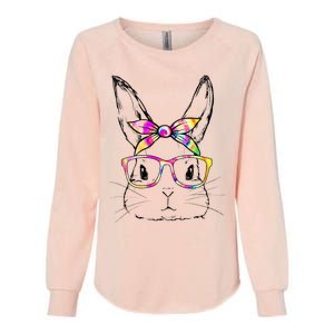 Dy Cute Bunny Face Tie Dye Glasses Easter Day Womens California Wash Sweatshirt