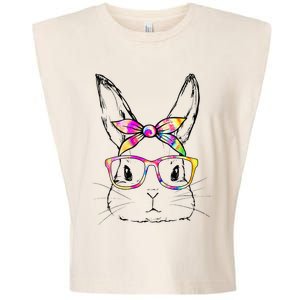 Dy Cute Bunny Face Tie Dye Glasses Easter Day Garment-Dyed Women's Muscle Tee