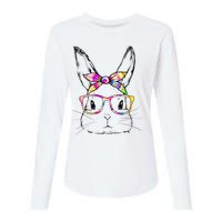 Dy Cute Bunny Face Tie Dye Glasses Easter Day Womens Cotton Relaxed Long Sleeve T-Shirt