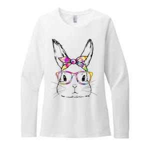 Dy Cute Bunny Face Tie Dye Glasses Easter Day Womens CVC Long Sleeve Shirt