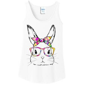 Dy Cute Bunny Face Tie Dye Glasses Easter Day Ladies Essential Tank