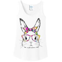 Dy Cute Bunny Face Tie Dye Glasses Easter Day Ladies Essential Tank