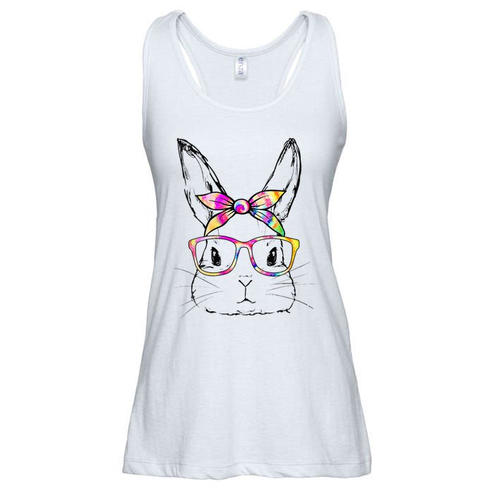 Dy Cute Bunny Face Tie Dye Glasses Easter Day Ladies Essential Flowy Tank