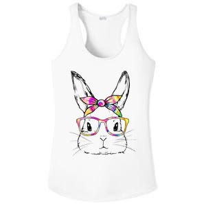 Dy Cute Bunny Face Tie Dye Glasses Easter Day Ladies PosiCharge Competitor Racerback Tank