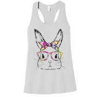 Dy Cute Bunny Face Tie Dye Glasses Easter Day Women's Racerback Tank