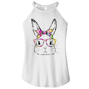 Dy Cute Bunny Face Tie Dye Glasses Easter Day Women's Perfect Tri Rocker Tank