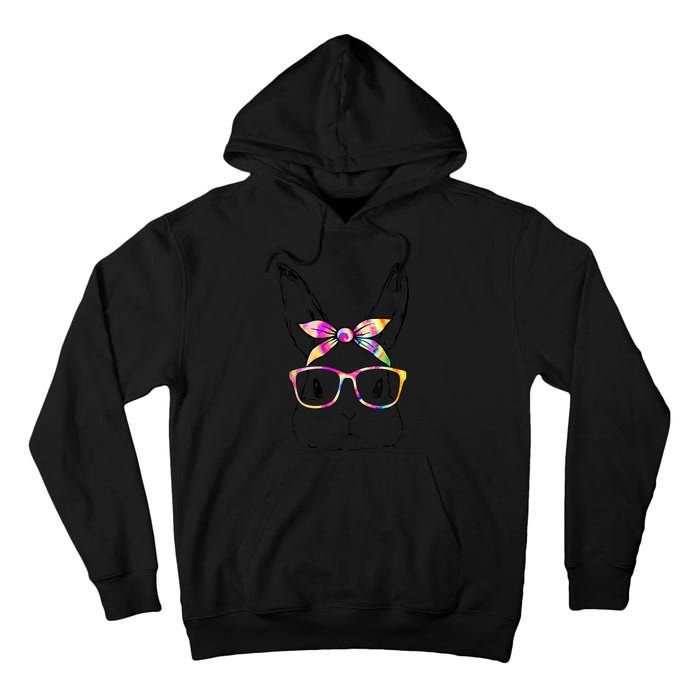 Dy Cute Bunny Face Tie Dye Glasses Easter Day Tall Hoodie