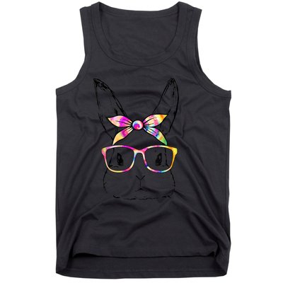 Dy Cute Bunny Face Tie Dye Glasses Easter Day Tank Top