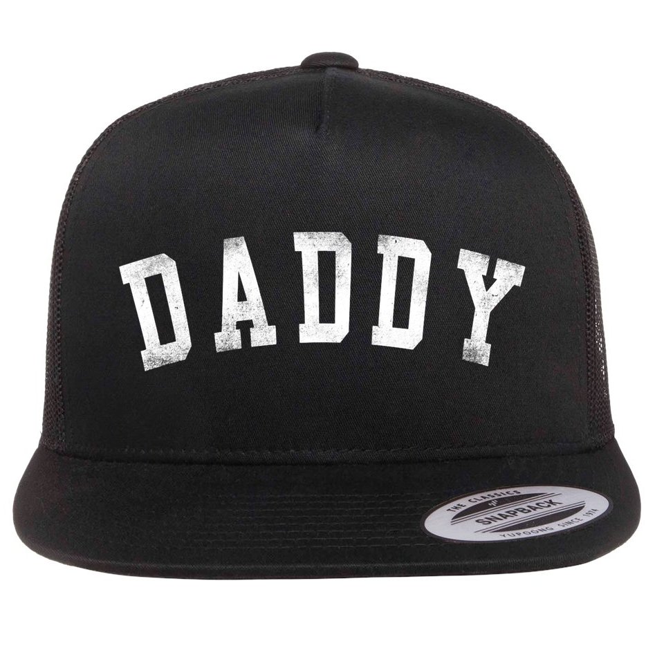 Daddy Classic Bold Font Birthday Daddy Flat Bill Trucker Hat