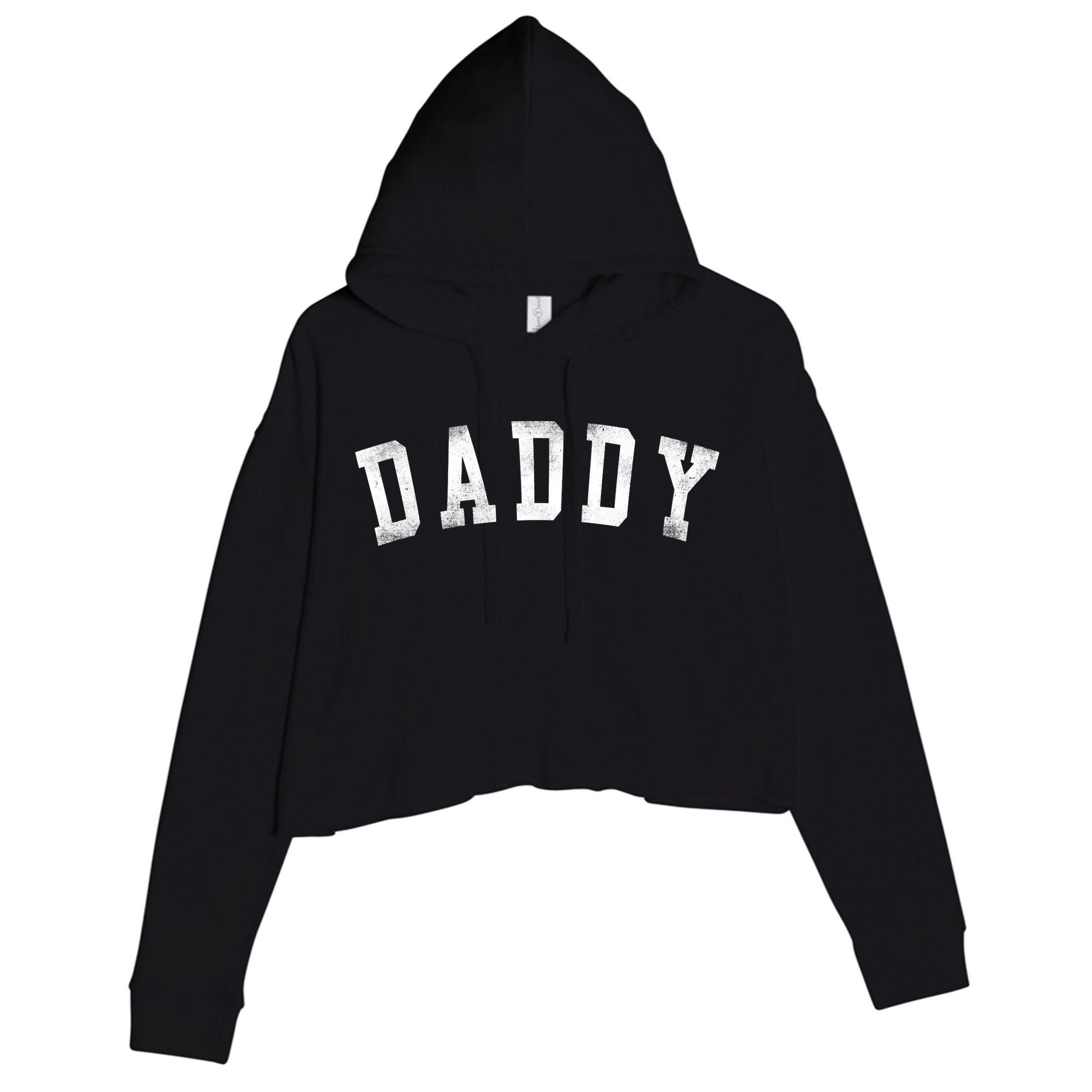 Daddy Classic Bold Font Birthday Daddy Crop Fleece Hoodie