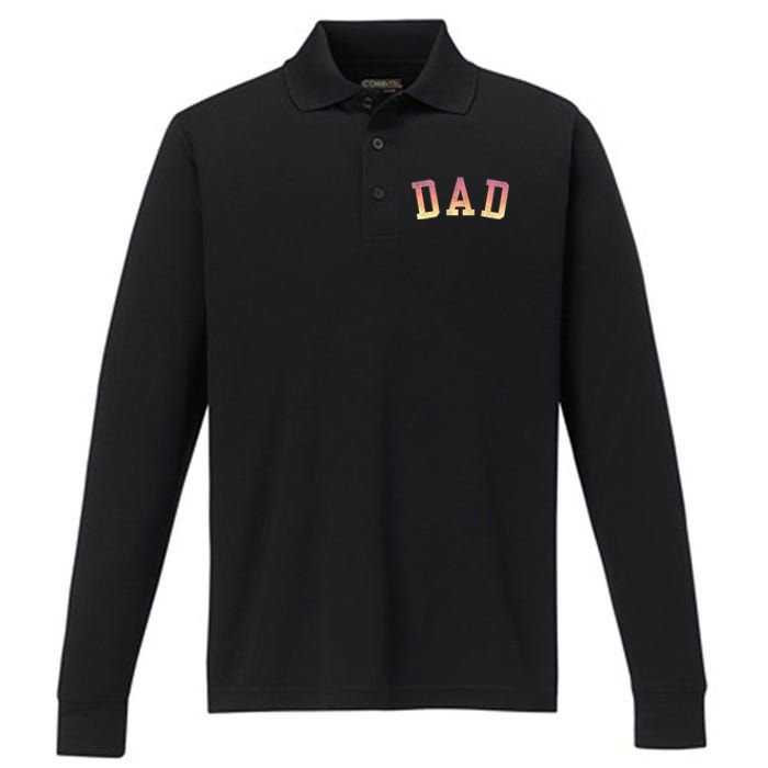 Dad Classic Bold Font FatherS Day New Dad Birthday Premium Performance Long Sleeve Polo