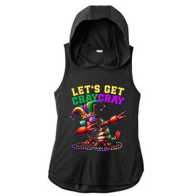 Dabbing Crawfish Costume Mardi Gras Ladies PosiCharge Tri-Blend Wicking Draft Hoodie Tank