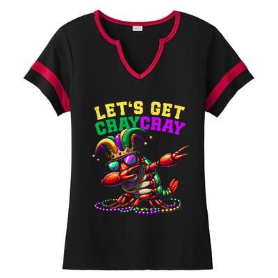 Dabbing Crawfish Costume Mardi Gras Ladies Halftime Notch Neck Tee