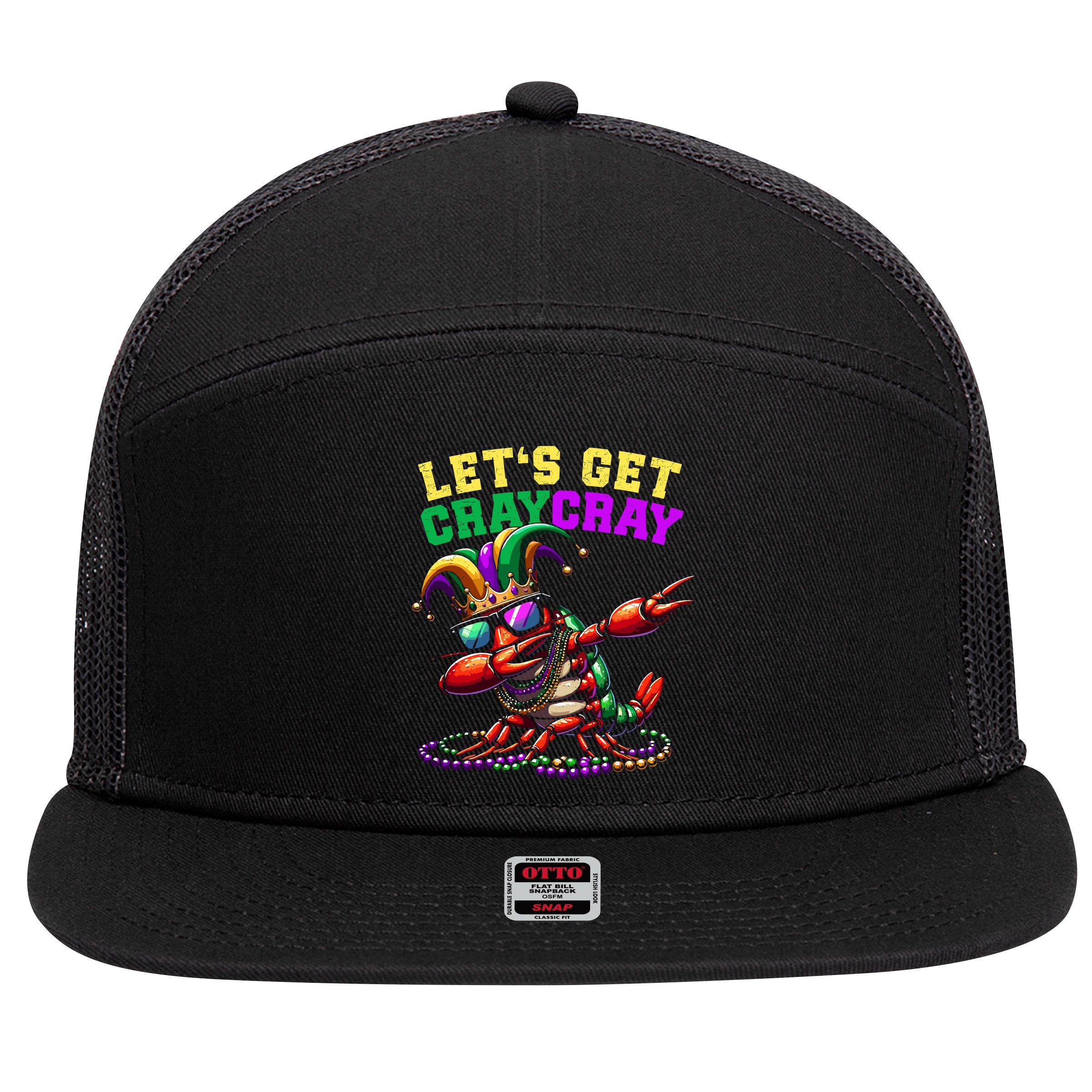Dabbing Crawfish Costume Mardi Gras 7 Panel Mesh Trucker Snapback Hat