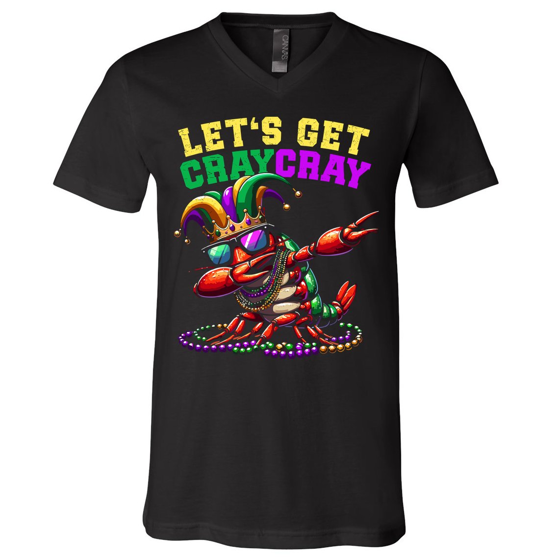 Dabbing Crawfish Costume Mardi Gras V-Neck T-Shirt