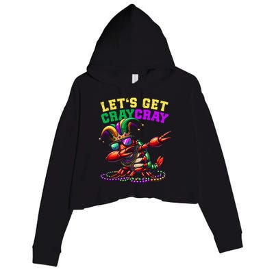 Dabbing Crawfish Costume Mardi Gras Crop Fleece Hoodie