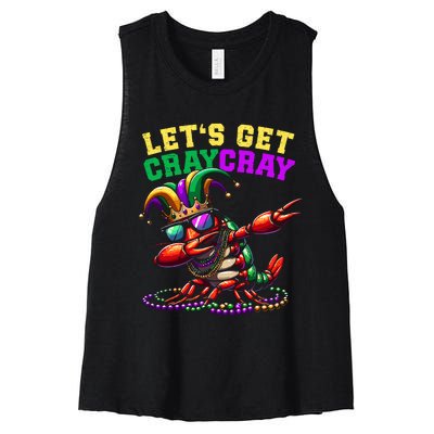 Dabbing Crawfish Costume Mardi Gras Women's Racerback Cropped Tank