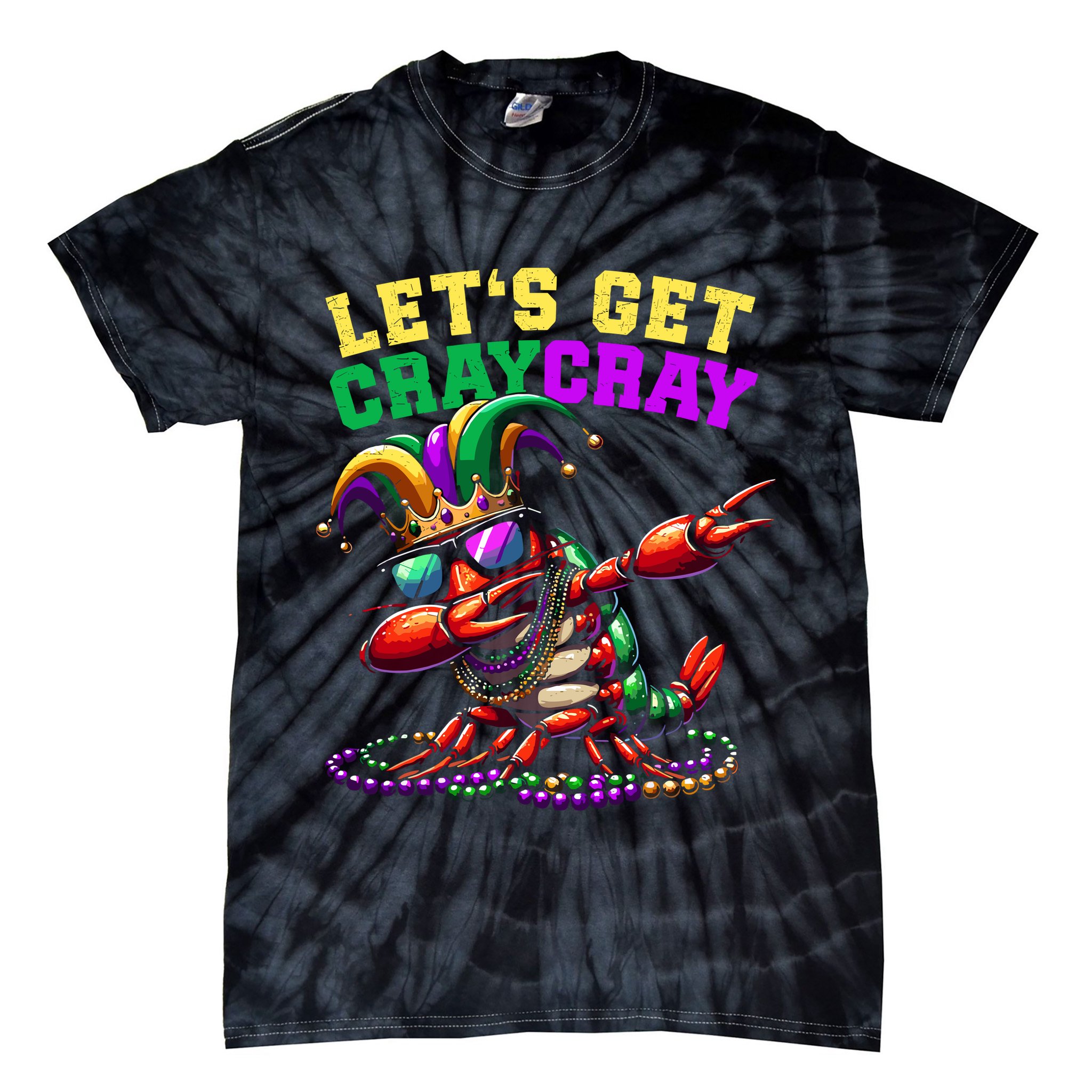 Dabbing Crawfish Costume Mardi Gras Tie-Dye T-Shirt