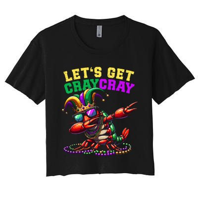 Dabbing Crawfish Costume Mardi Gras Women's Crop Top Tee