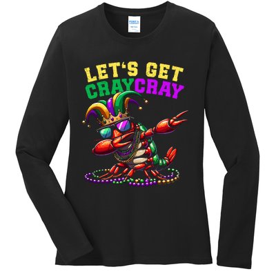 Dabbing Crawfish Costume Mardi Gras Ladies Long Sleeve Shirt