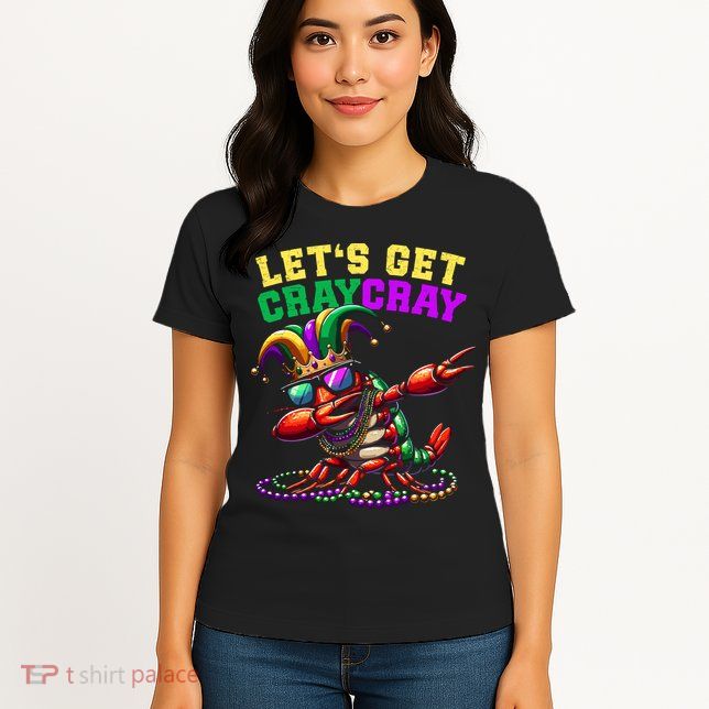 Dabbing Crawfish Costume Mardi Gras Womens T-Shirt
