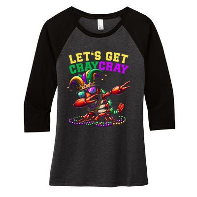 Dabbing Crawfish Costume Mardi Gras Women's Tri-Blend 3/4-Sleeve Raglan Shirt