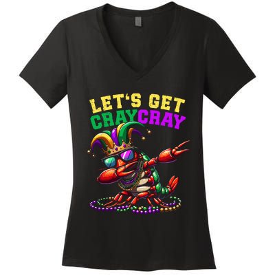 Dabbing Crawfish Costume Mardi Gras Women's V-Neck T-Shirt