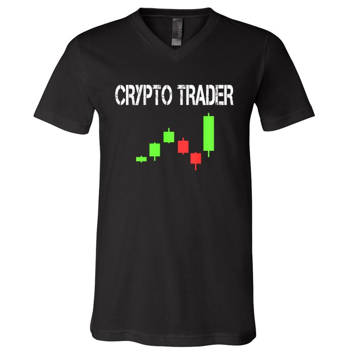 Daytrading Crypto Currency Candlestick For Traders V-Neck T-Shirt