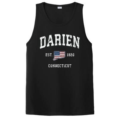 Darien Connecticut Ct Vintage American Flag Sports Design PosiCharge Competitor Tank