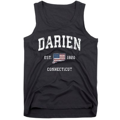 Darien Connecticut Ct Vintage American Flag Sports Design Tank Top