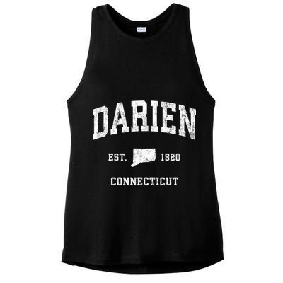 Darien Connecticut Ct Vintage Athletic Sports Ladies PosiCharge Tri-Blend Wicking Tank