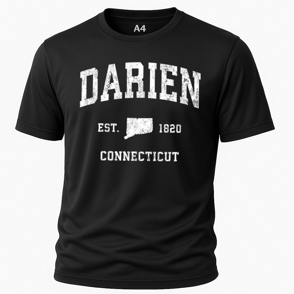 Darien Connecticut Ct Vintage Athletic Sports Cooling Performance Crew T-Shirt