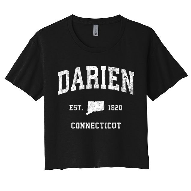 Darien Connecticut Ct Vintage Athletic Sports Crop Top