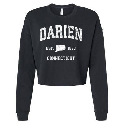 Darien Connecticut Ct Vintage Athletic Sports Cropped Pullover Crew