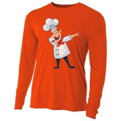 Dabbing Chef Comic Artwork For A Chef Gift Cooling Performance Long Sleeve Crew