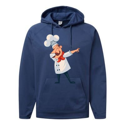 Dabbing Chef Comic Artwork For A Chef Gift Performance Fleece Hoodie