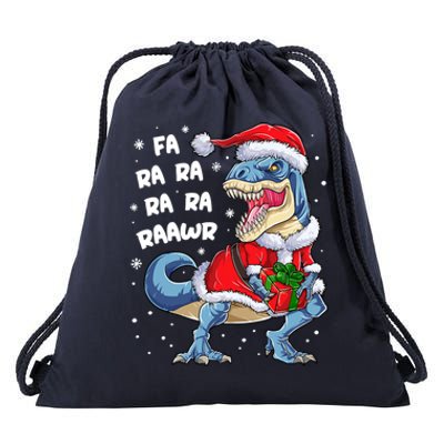 Dinosaur Christmas Cool Gift Fa Ra Ra Rawr T Rex Santa Gift Drawstring Bag