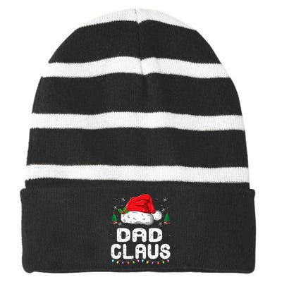 Dad Claus Christmas Pajama Family Matching Xmas Striped Beanie with Solid Band