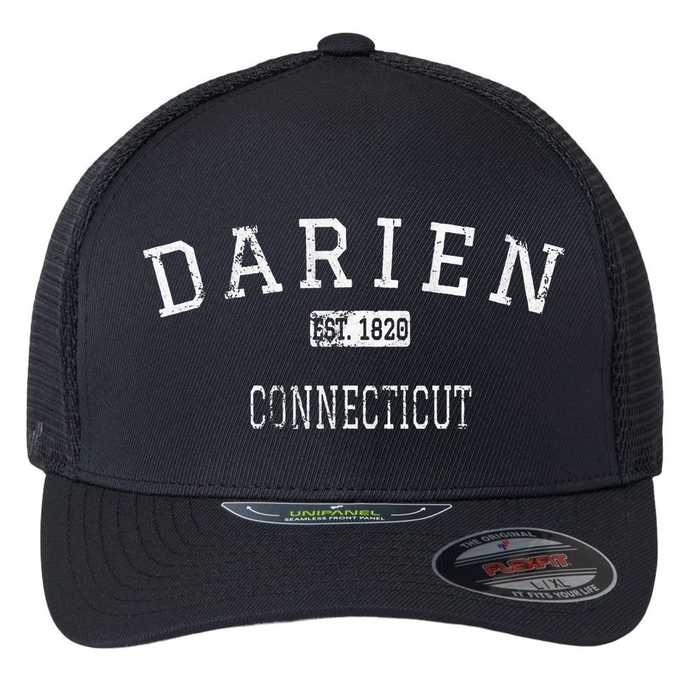 Darien Connecticut Ct Vintage Flexfit Unipanel Trucker Cap