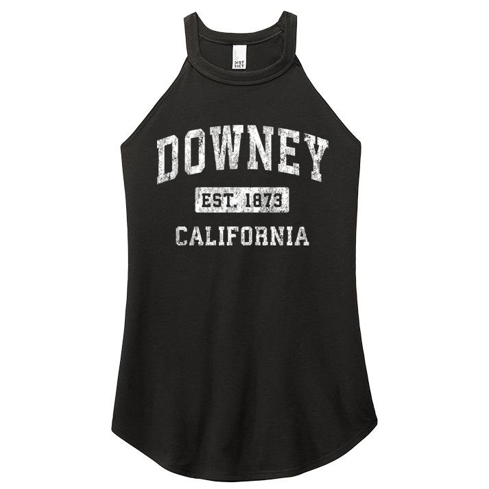 Downey California Ca Vintage Established Sports Women's Perfect Tri Rocker Tank