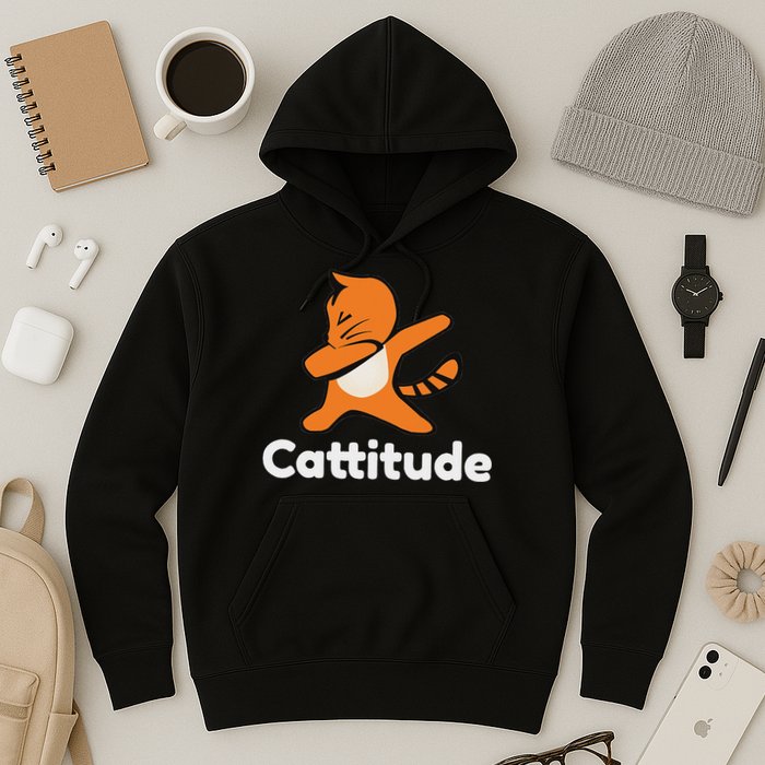 Dabbing Cat Cattitude Funny Attitude Dance Hoodie
